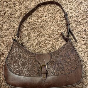 SOLD Floral Embossed Brown Shoulder Bag